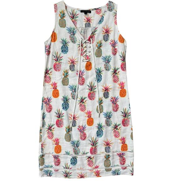 For Cynthia Sleeveless Lace Up Pineapple Print Mini Shift Dress Multi Size Small - Picture 1 of 8